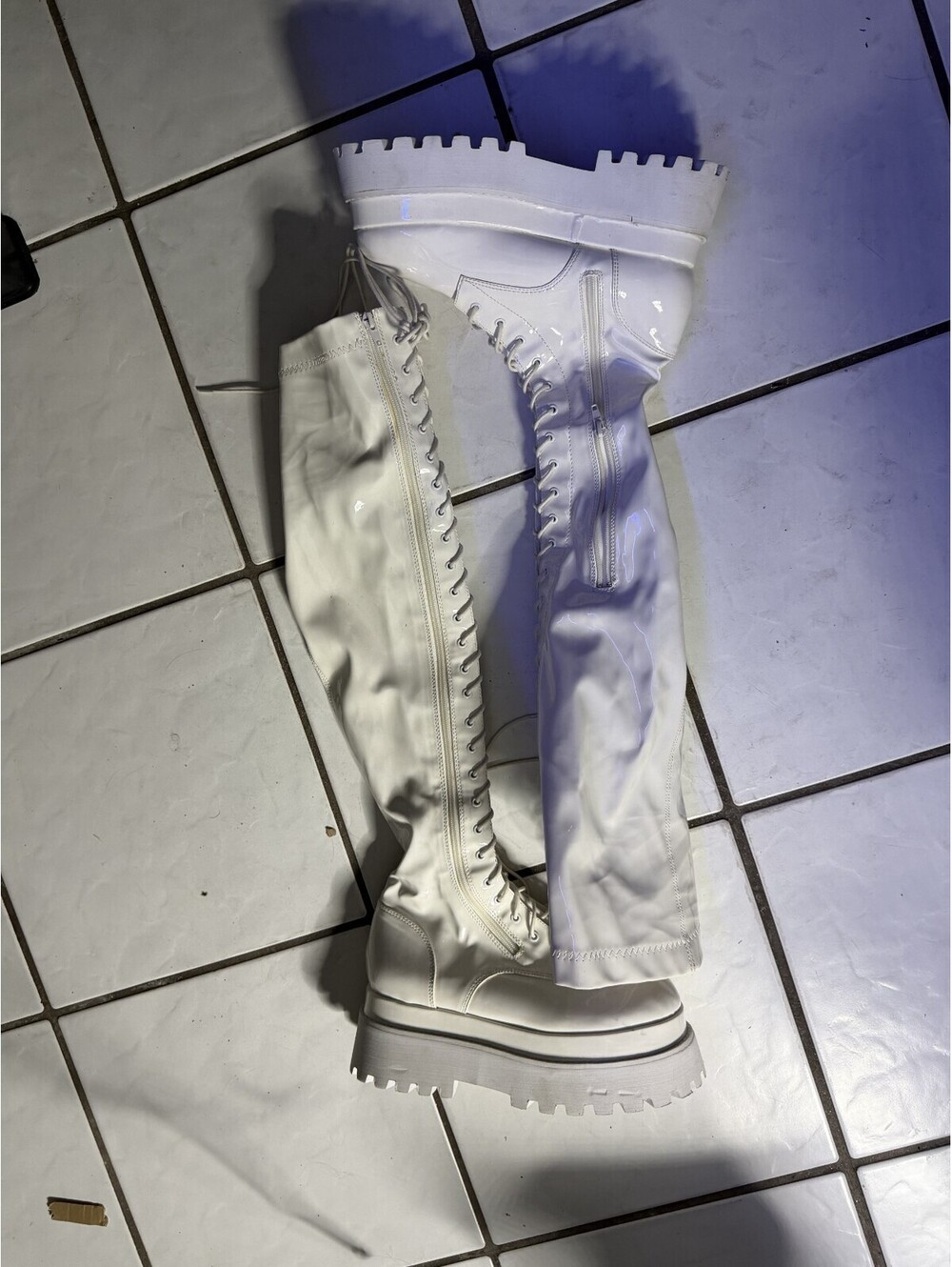 Dolls Kills Thigh-high Platform Boots White Size 19M